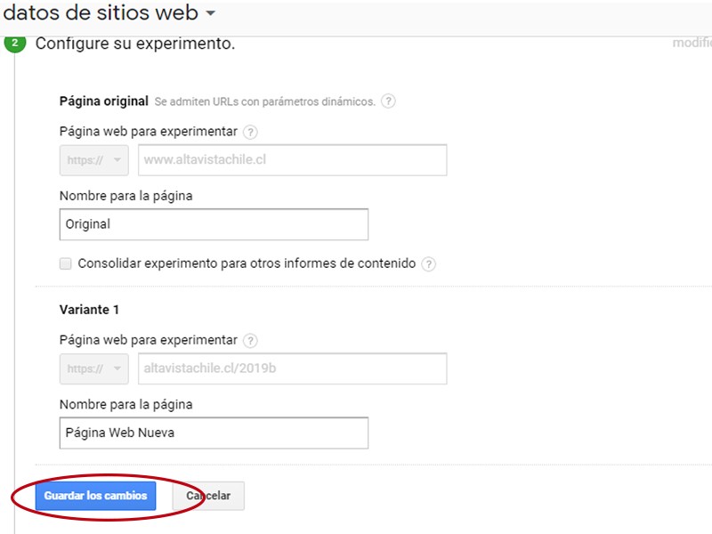 Testeo A/B con Google Analytics 4 Paso 2 testeo a/b