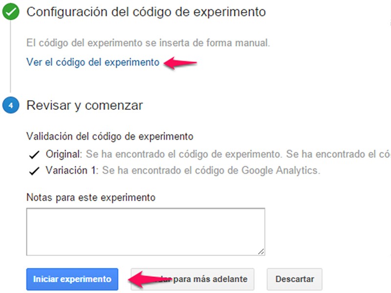 Testeo A/B con Google Analytics 5 ingresar url
